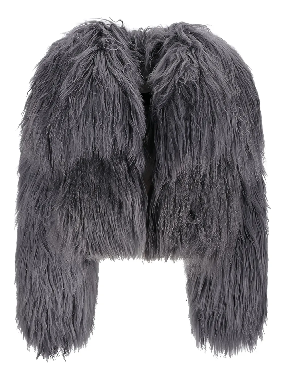The Attico shaggy-pile bomber jacket Grijs