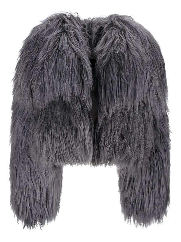 The Attico Shaggy-pile Bomber Jacket in Grey