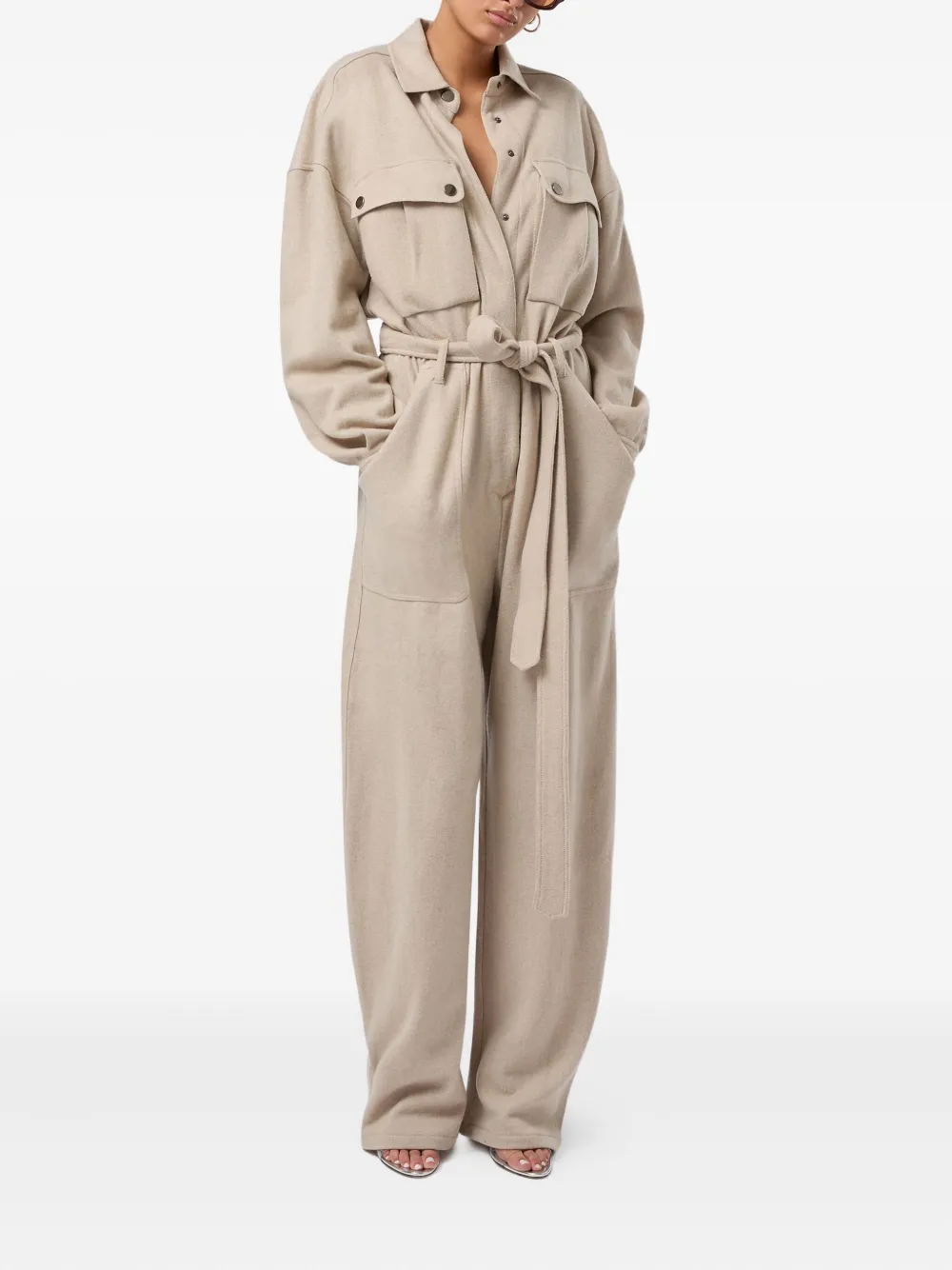 THE ANDAMANE cargo belted jumpsuit - Beige