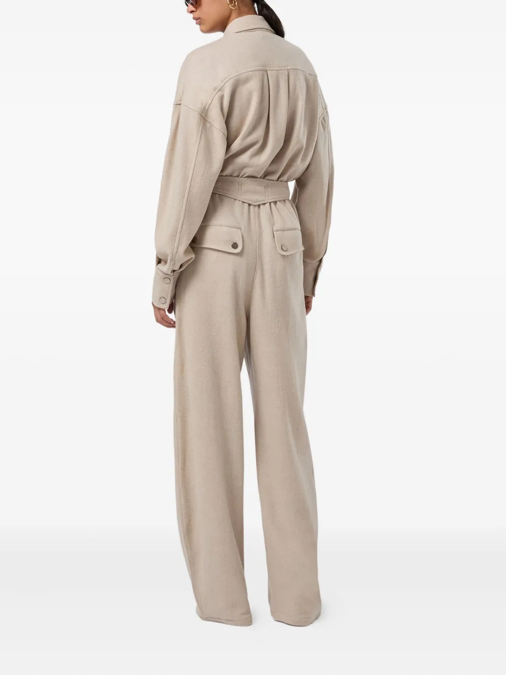 THE ANDAMANE Cargo jumpsuit met riem Beige