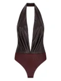 THE ANDAMANE Zendaya halter-neck draped bodysuit - Brown