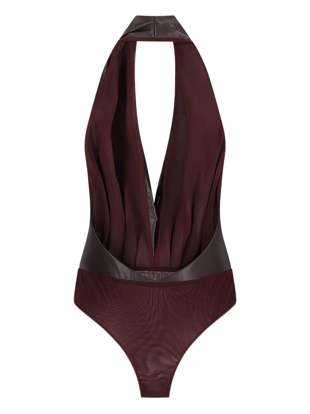 THE ANDAMANE Zendaya halter-neck draped bodysuit - Bruin