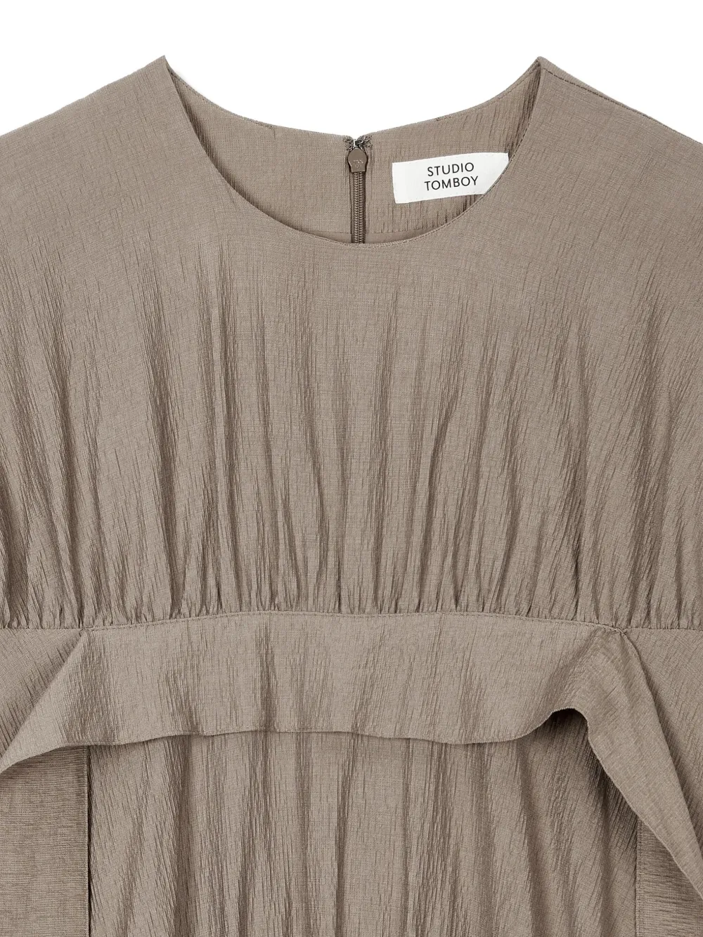 Studio Tomboy Frill-detailed Short-sleeve Mini Dress In Gray
