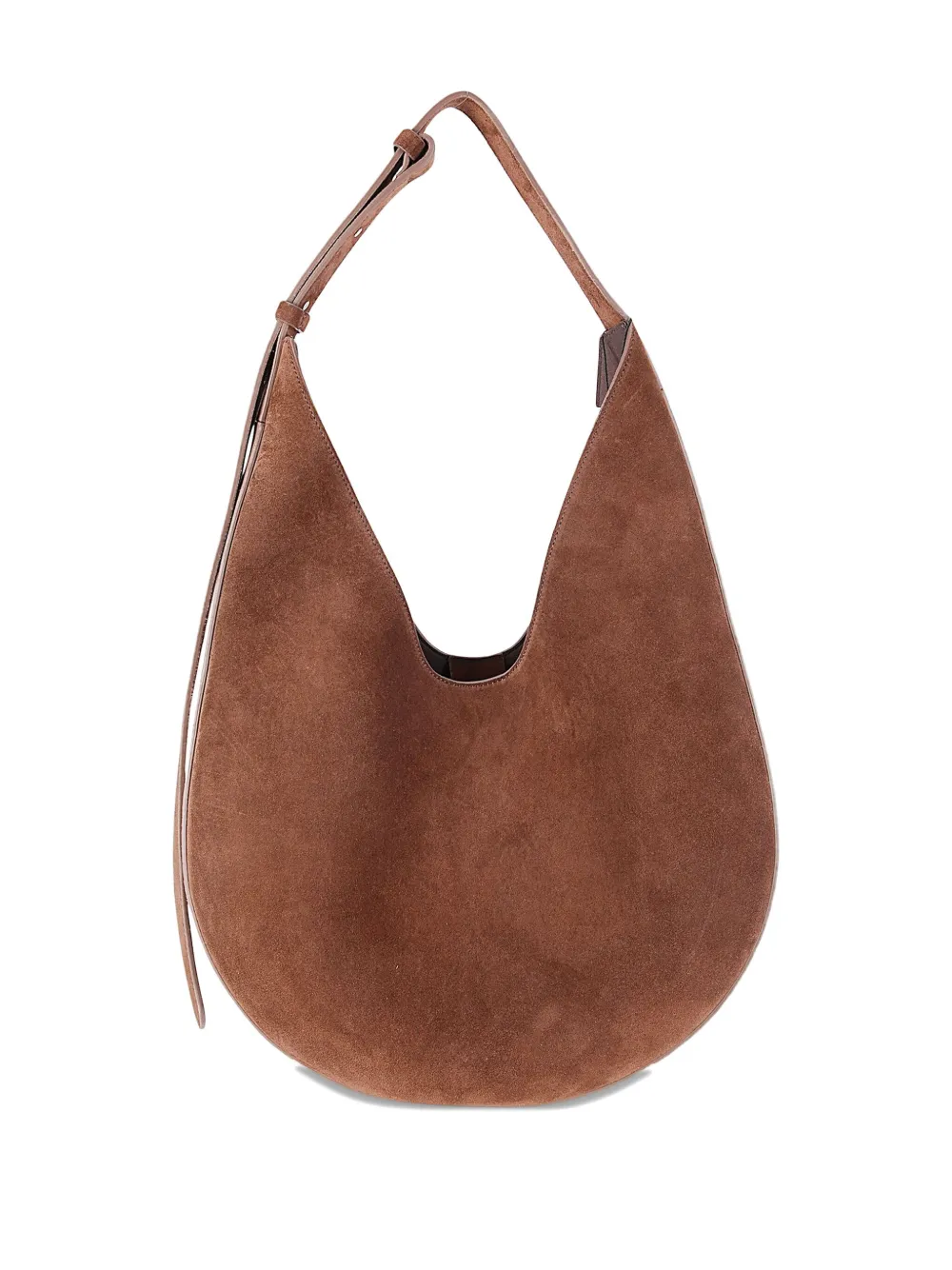Aesther Ekme suede-curved shoulder bag - Bruin