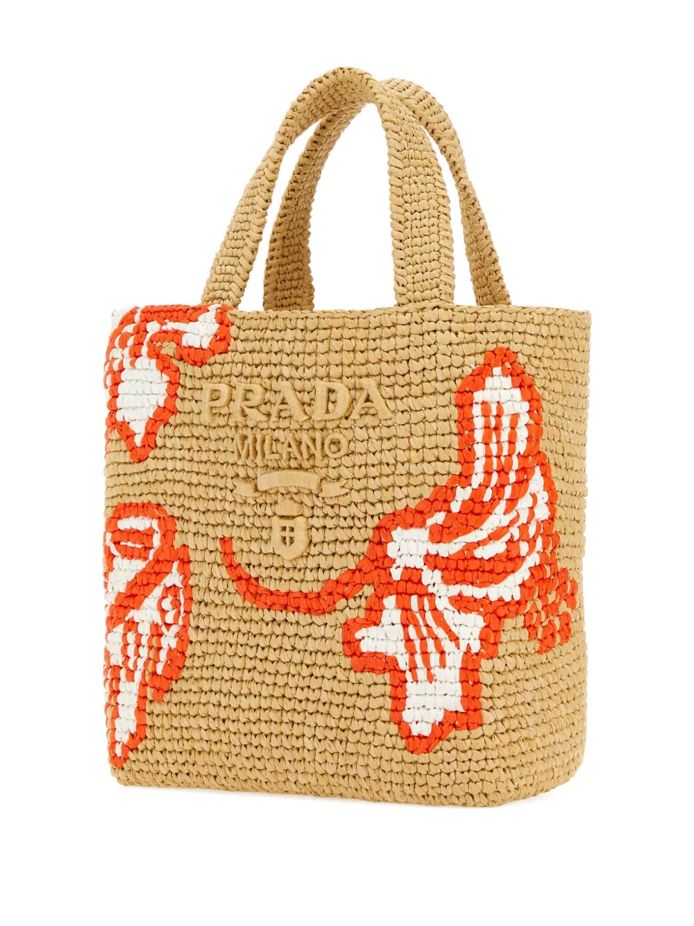 Prada raffia floral tote bag Beige