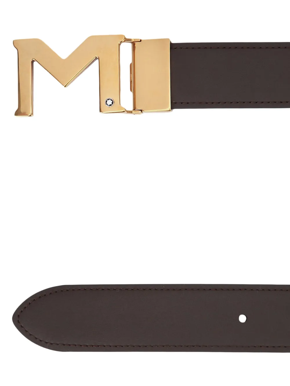 Montblanc logo-plaque leather belt Bruin