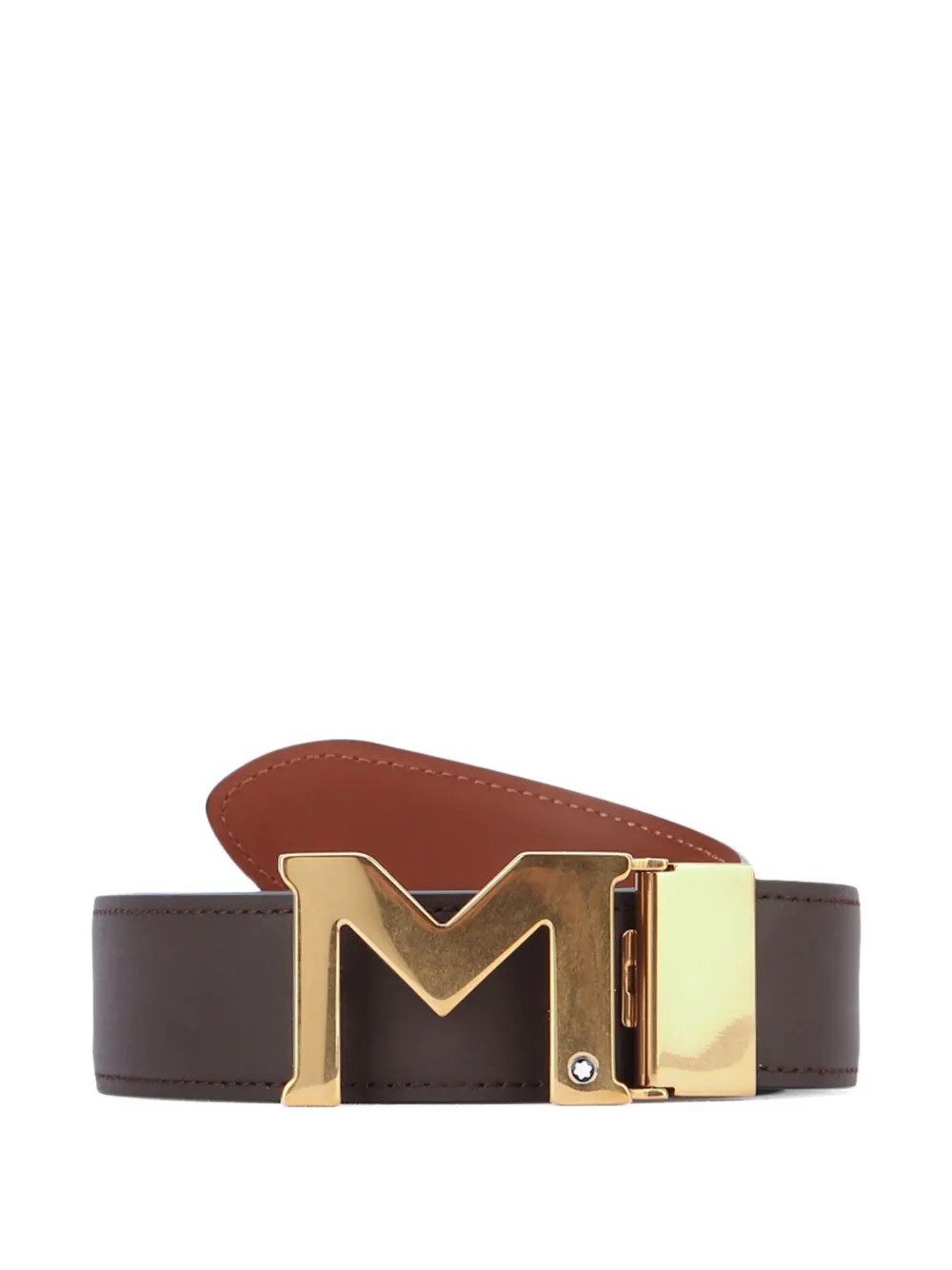 Montblanc logo-plaque leather belt Bruin