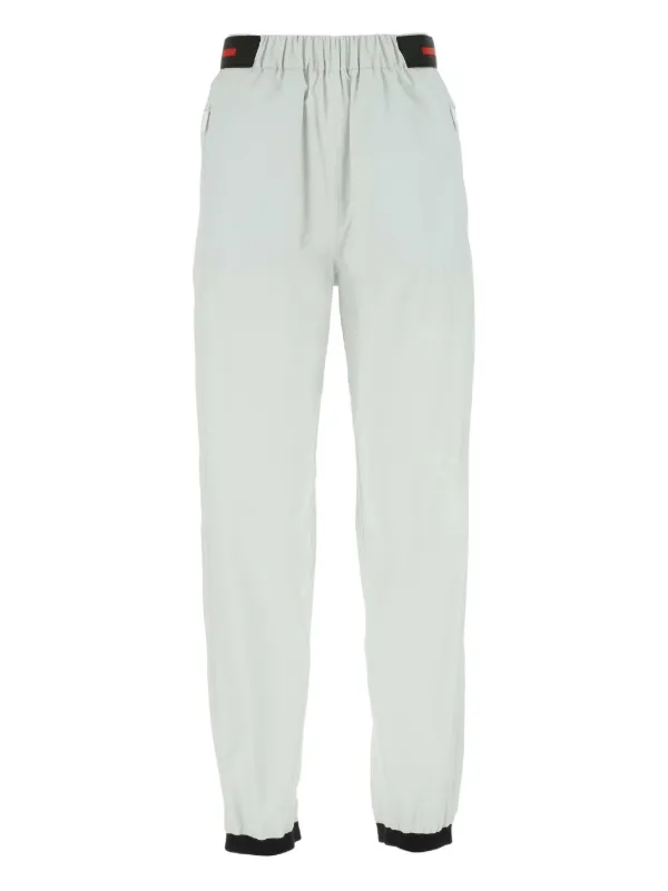 Prada Elastic-waistband Straight-leg Trousers in White