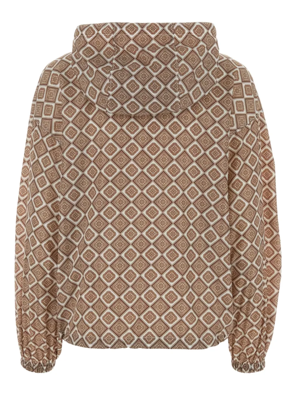 Prada geometric-print hooded jacket Beige