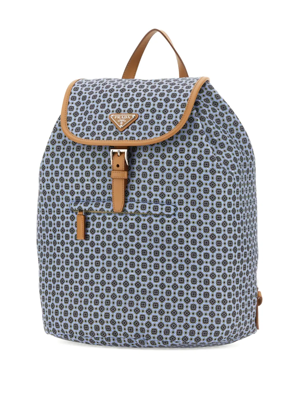 Prada printed-pattern leather-trimmed backpack Blauw