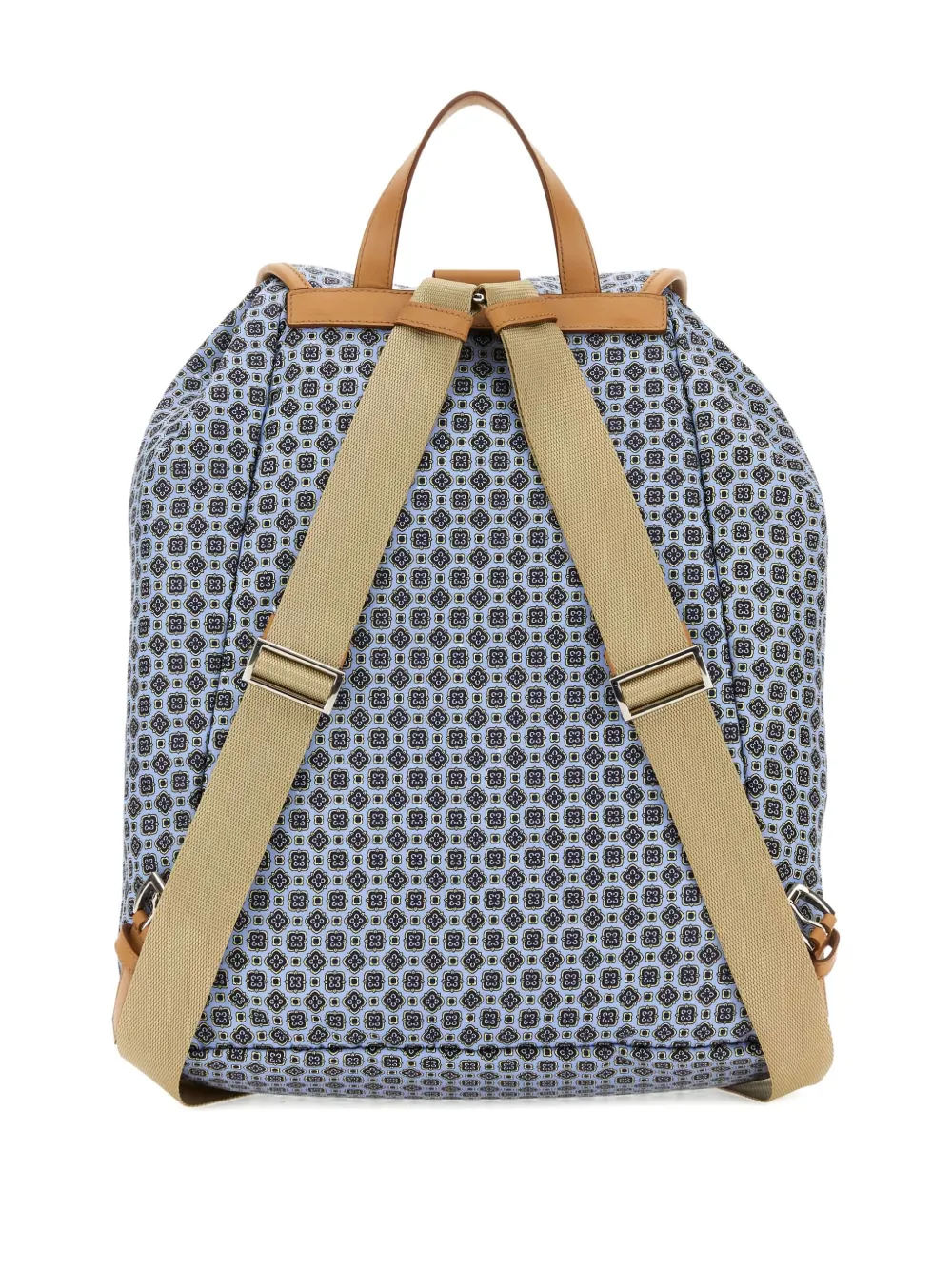 Prada printed-pattern leather-trimmed backpack Blauw