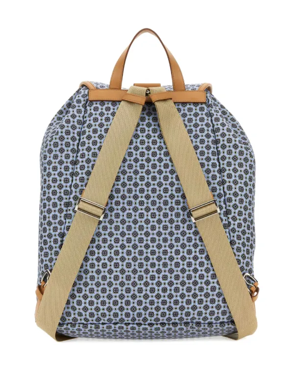 Prada printed-pattern leather-trimmed Backpack | Blue | FARFETCH ZA