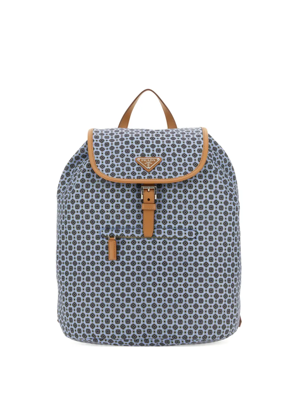 Prada printed-pattern leather-trimmed backpack Blauw