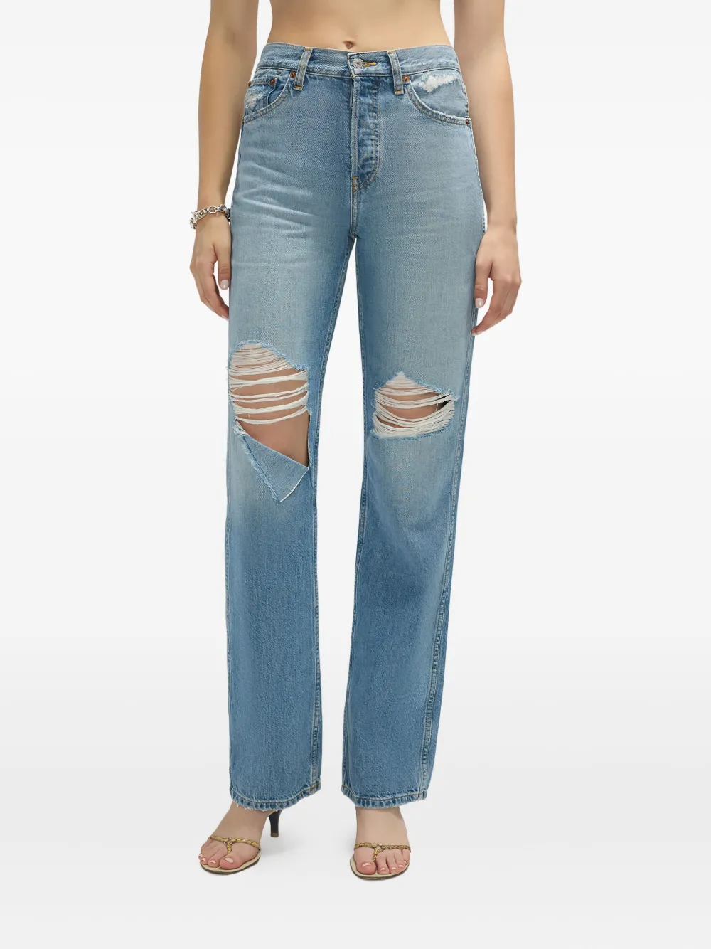 RE/DONE 90s high-rise distressed jeans - Blauw