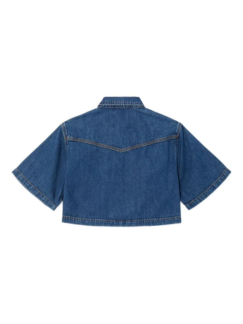 RE/DONE short-sleeve pocket crop shirt - Blauw