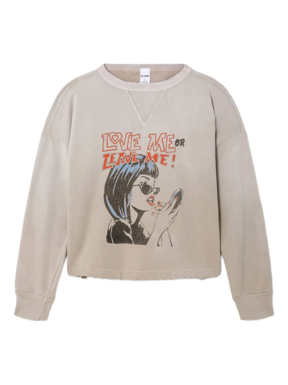 RE DONE Love Me graphic sweatshirt Beige