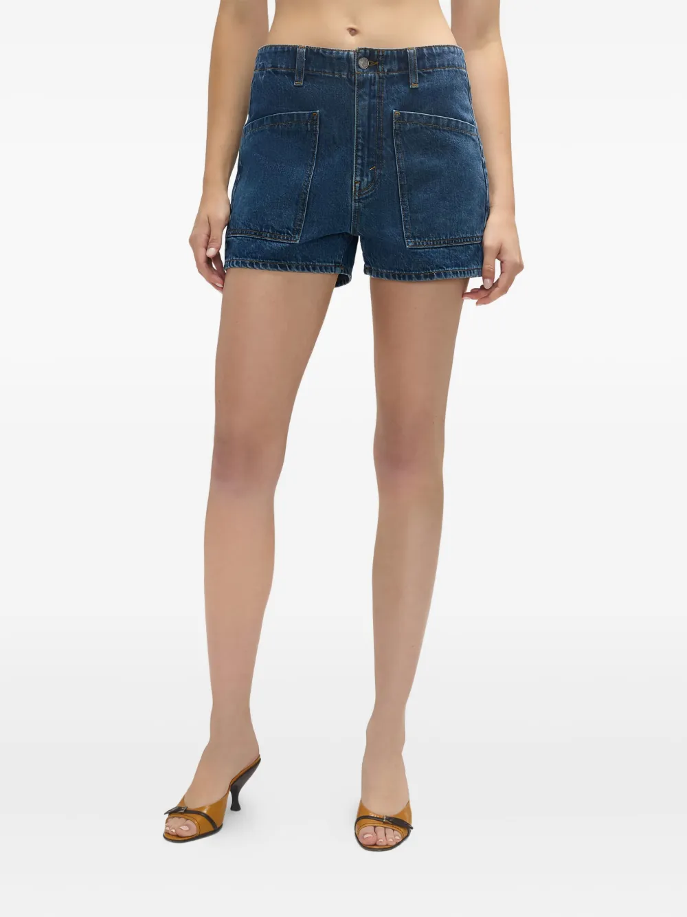 RE/DONE The Bender pocket-detail denim shorts - Blauw
