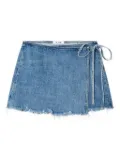 RE/DONE The Beach frayed wrap mini skirt - Blue