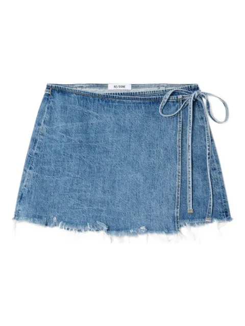 RE/DONE  The Beach frayed wrap mini skirt