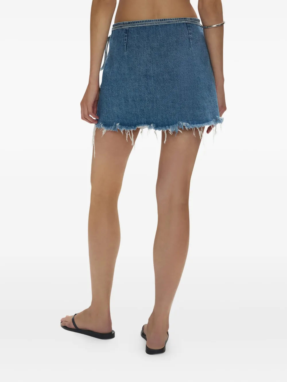 RE DONE The Beach frayed wrap mini skirt Blauw