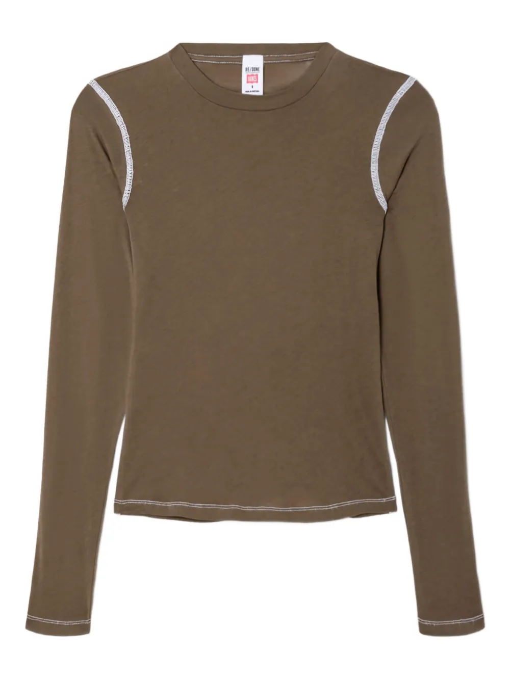 RE/DONE contrast-stitch long-sleeve tee | Brown | Image 1