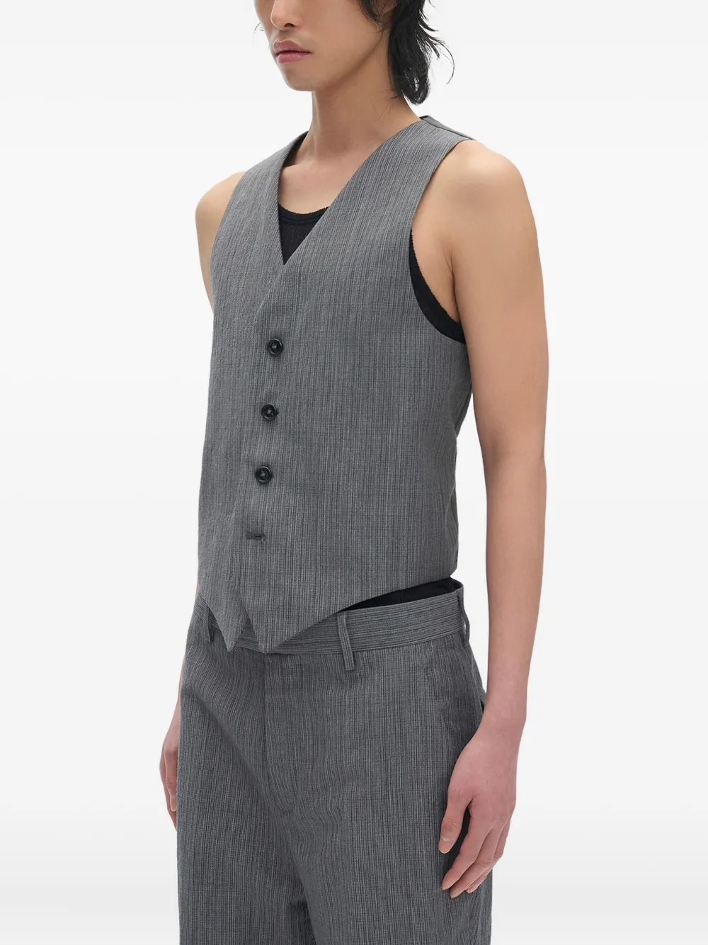 Ann Demeulemeester Pinstripe-pattern Waistcoat In Gray