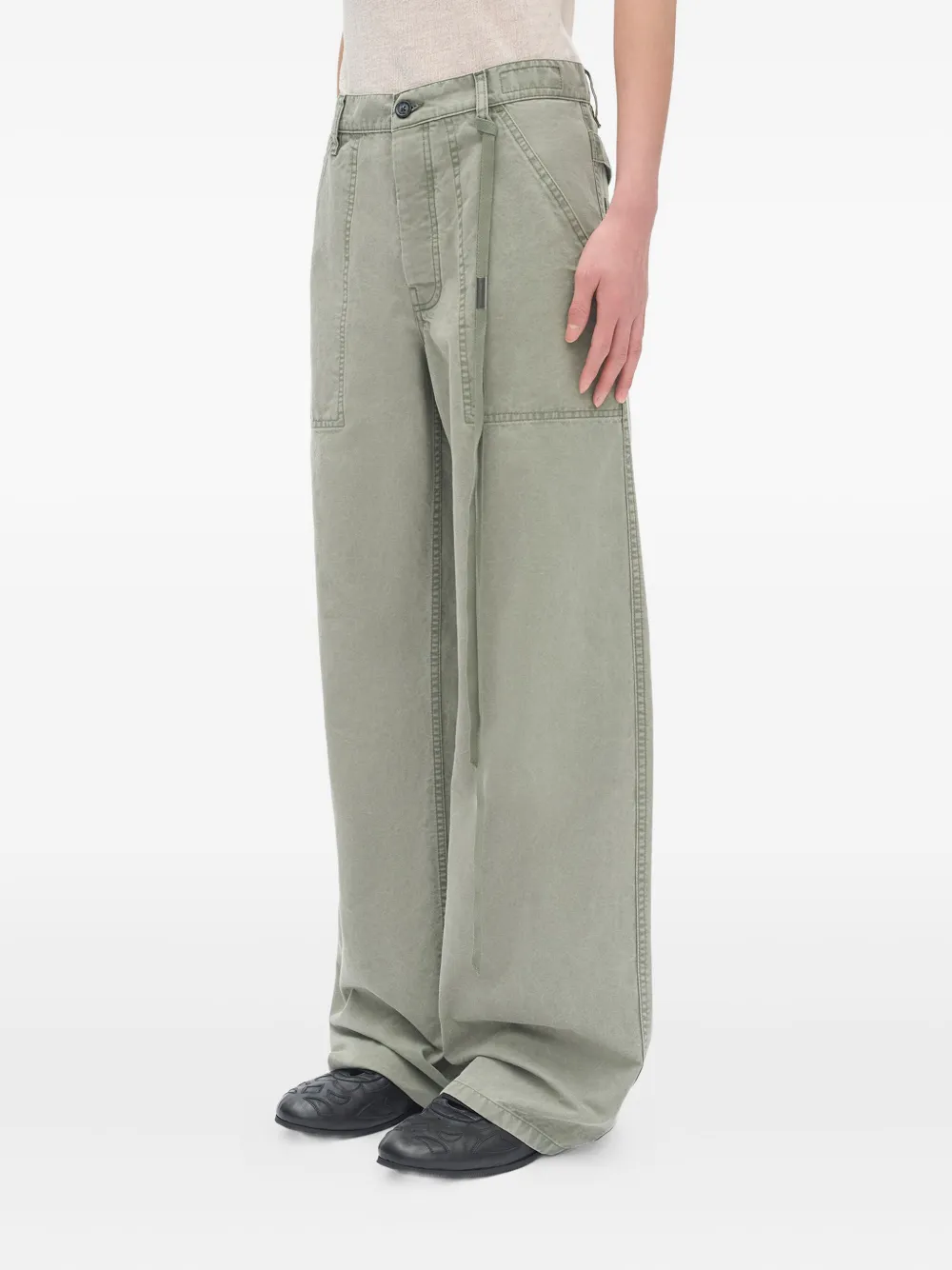  Ann Demeulemeester Cargo Cotton Trousers - Green 