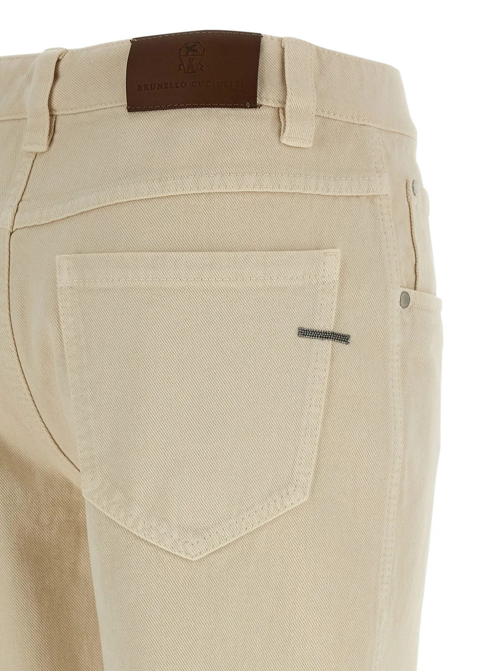 Brunello Cucinelli back-patch five-pocket trousers Beige