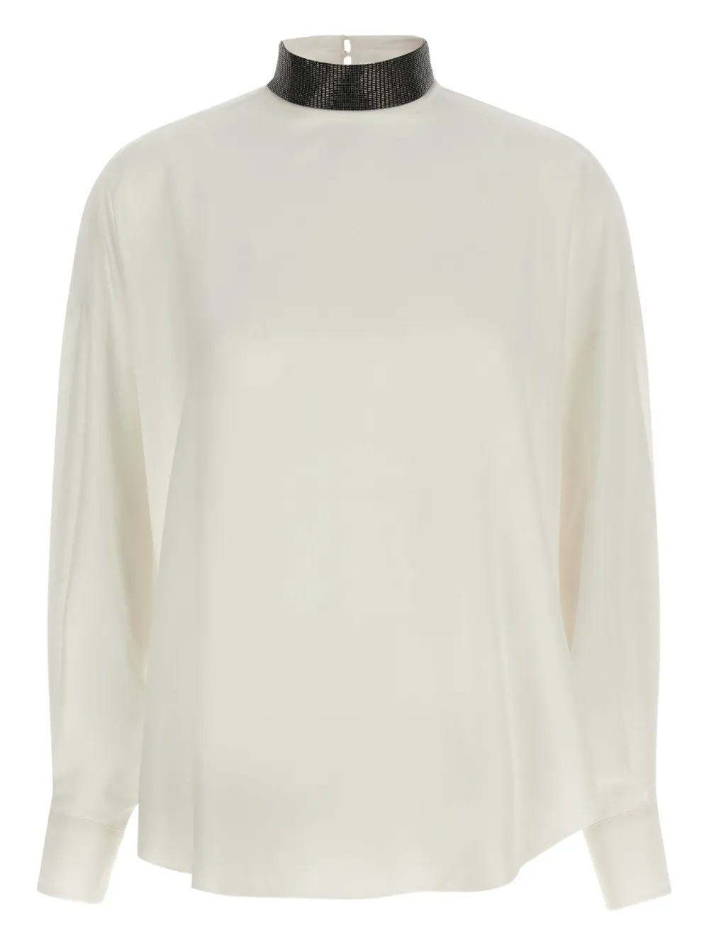 Brunello Cucinelli high-neck embellished blouse Beige