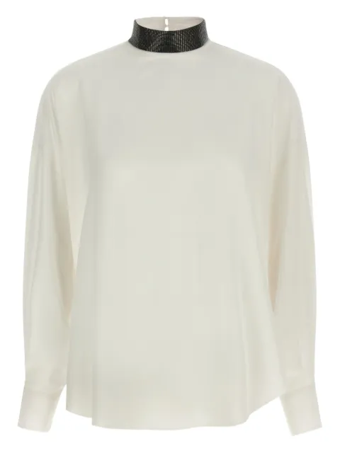 Brunello Cucinelli high-neck embellished blouse