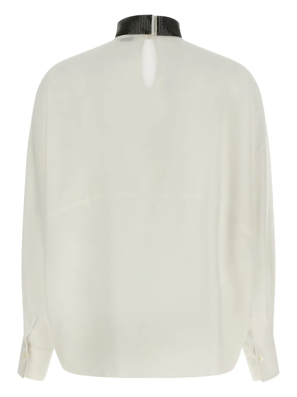 Brunello Cucinelli high-neck embellished blouse Beige