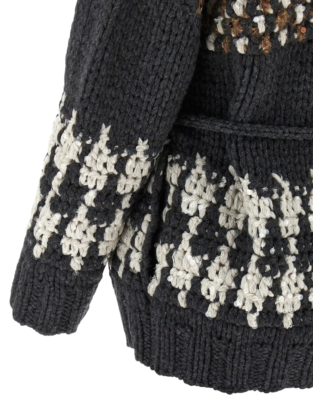 Brunello Cucinelli sequin-embellished belted cardigan Grijs