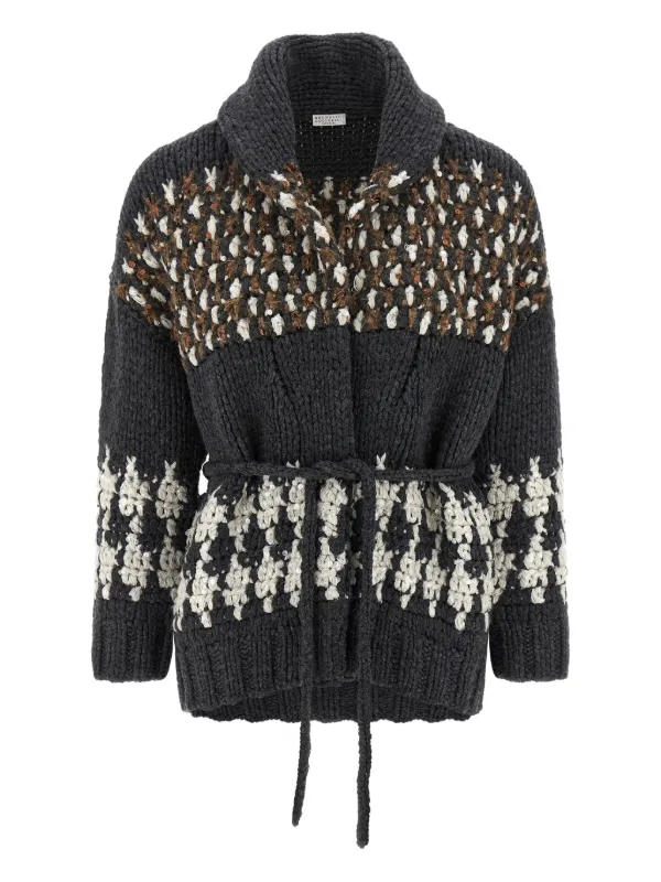 BRUNELLO CUCINELLI スパンコール付カシミヤカーディガン BRUNELLO