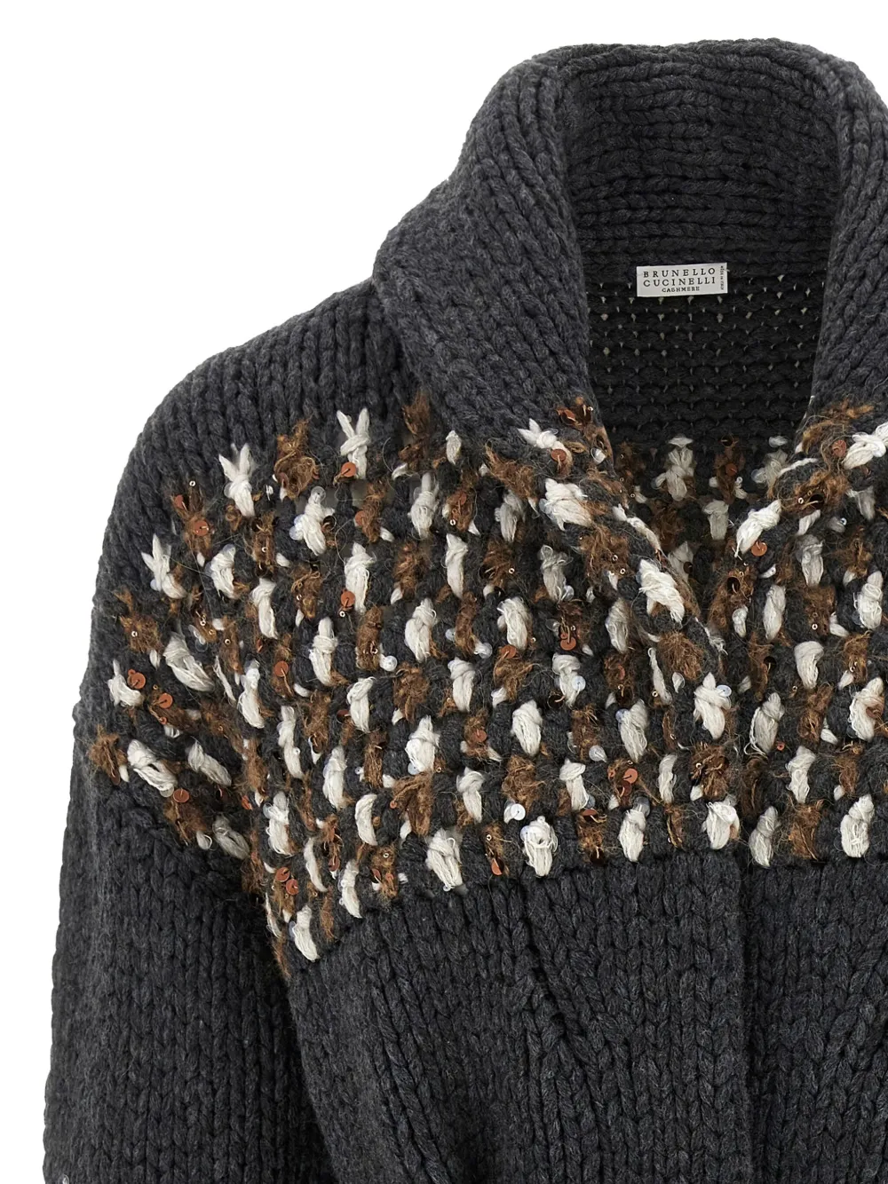 Brunello Cucinelli sequin-embellished belted cardigan Grijs