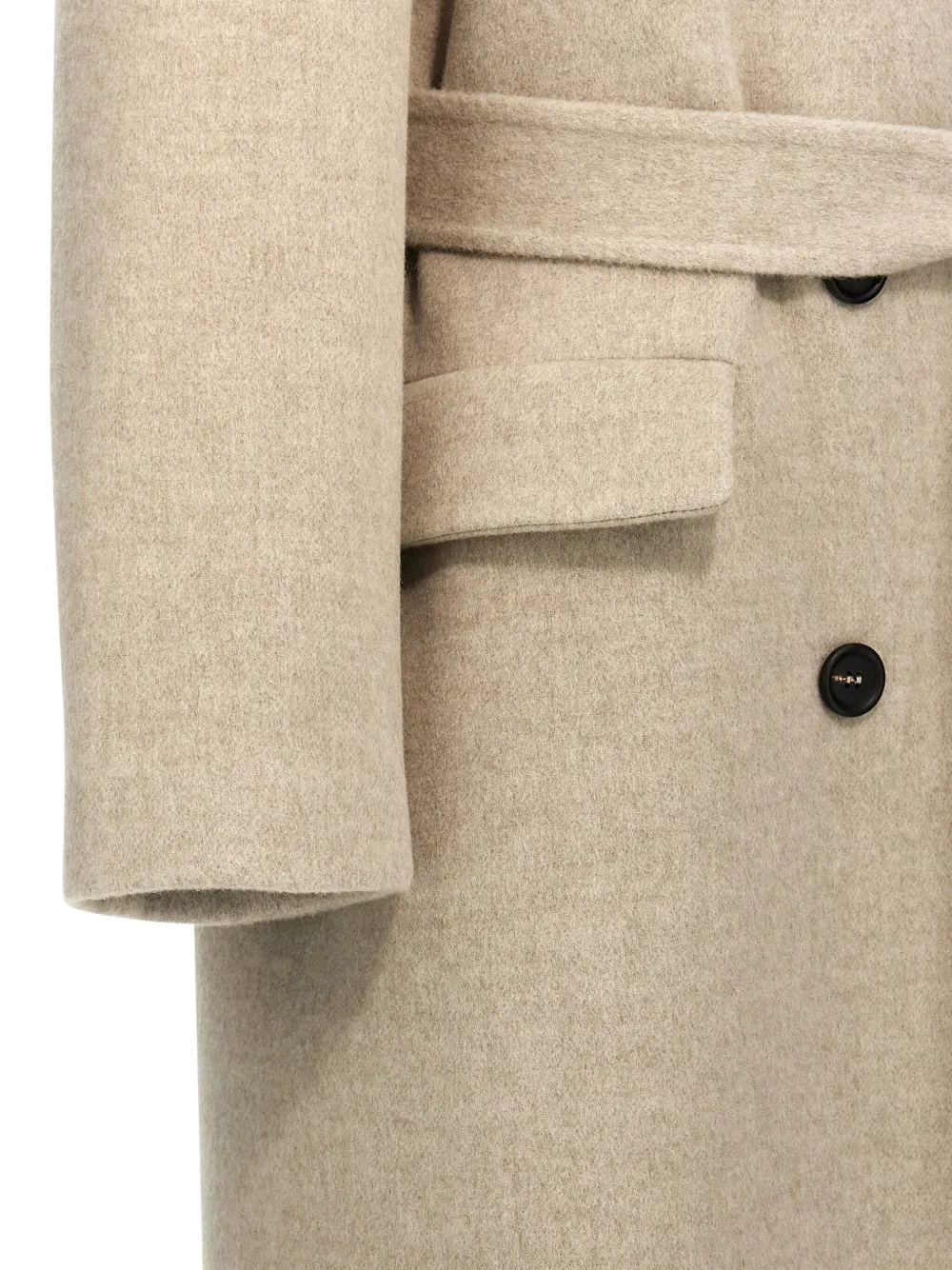 Brunello Cucinelli belted peak-lapel coat Beige