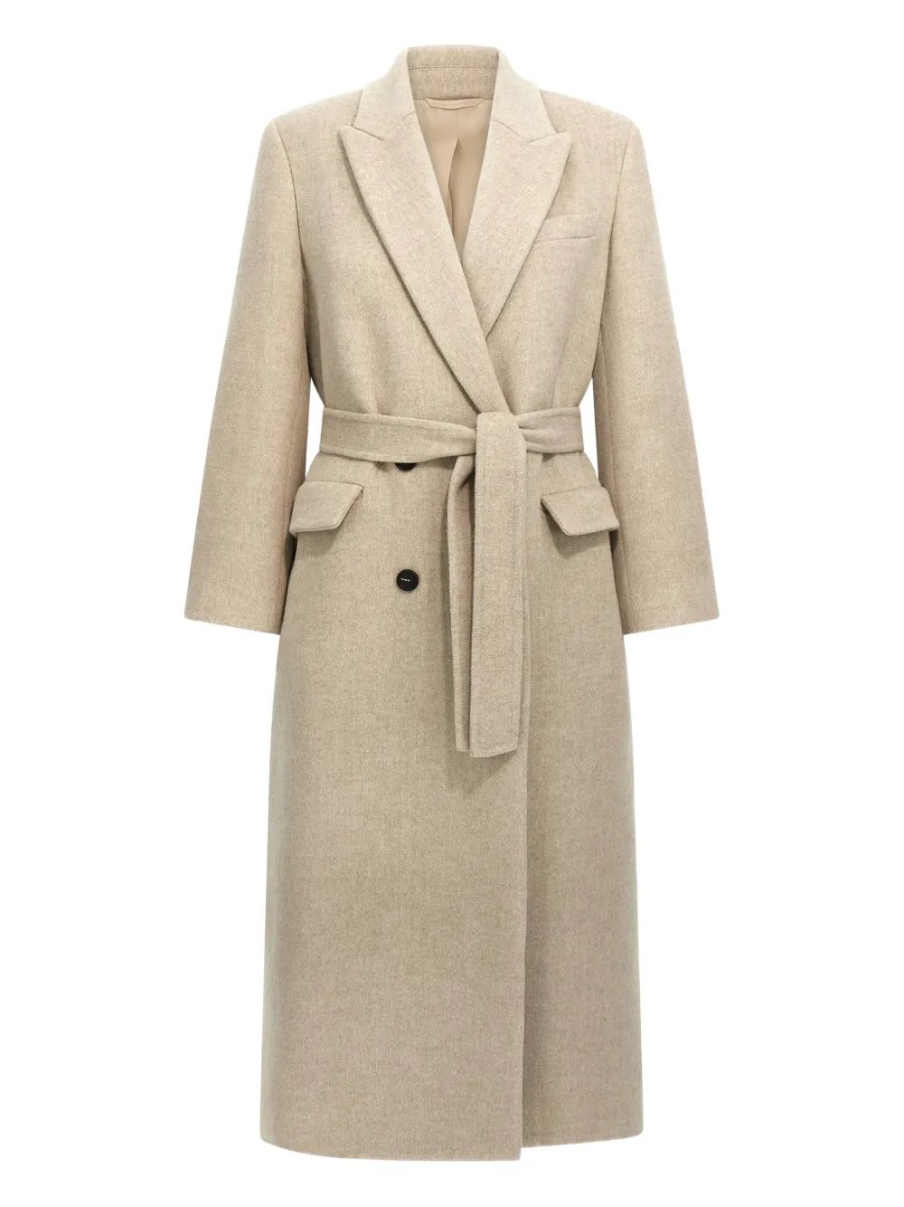 Brunello Cucinelli belted peak-lapel coat Beige