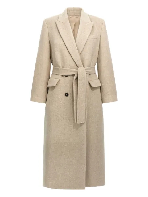 Brunello Cucinelli belted peak-lapel coat