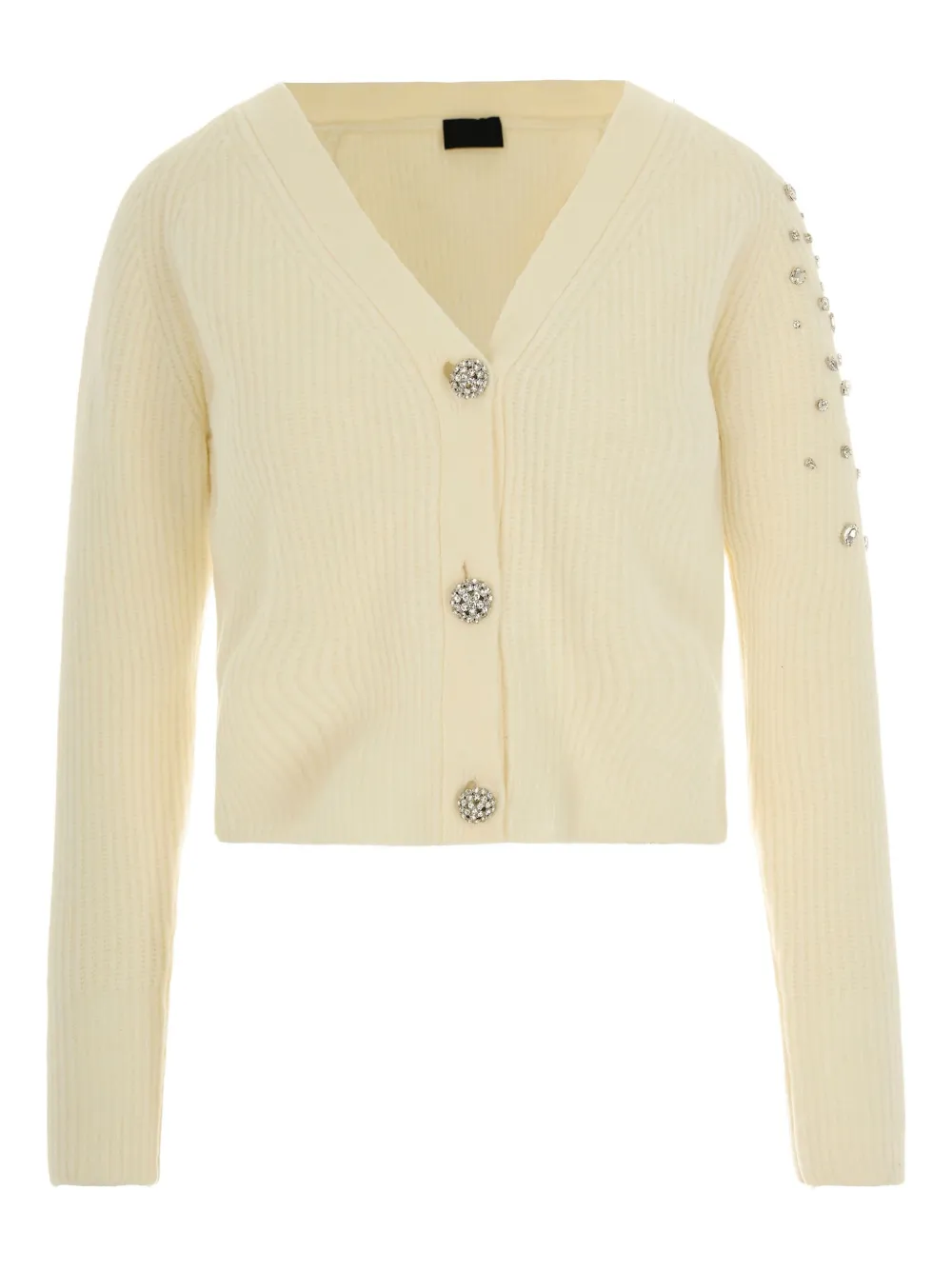 LIU JO crystal-embellished ribbed cardigan Beige
