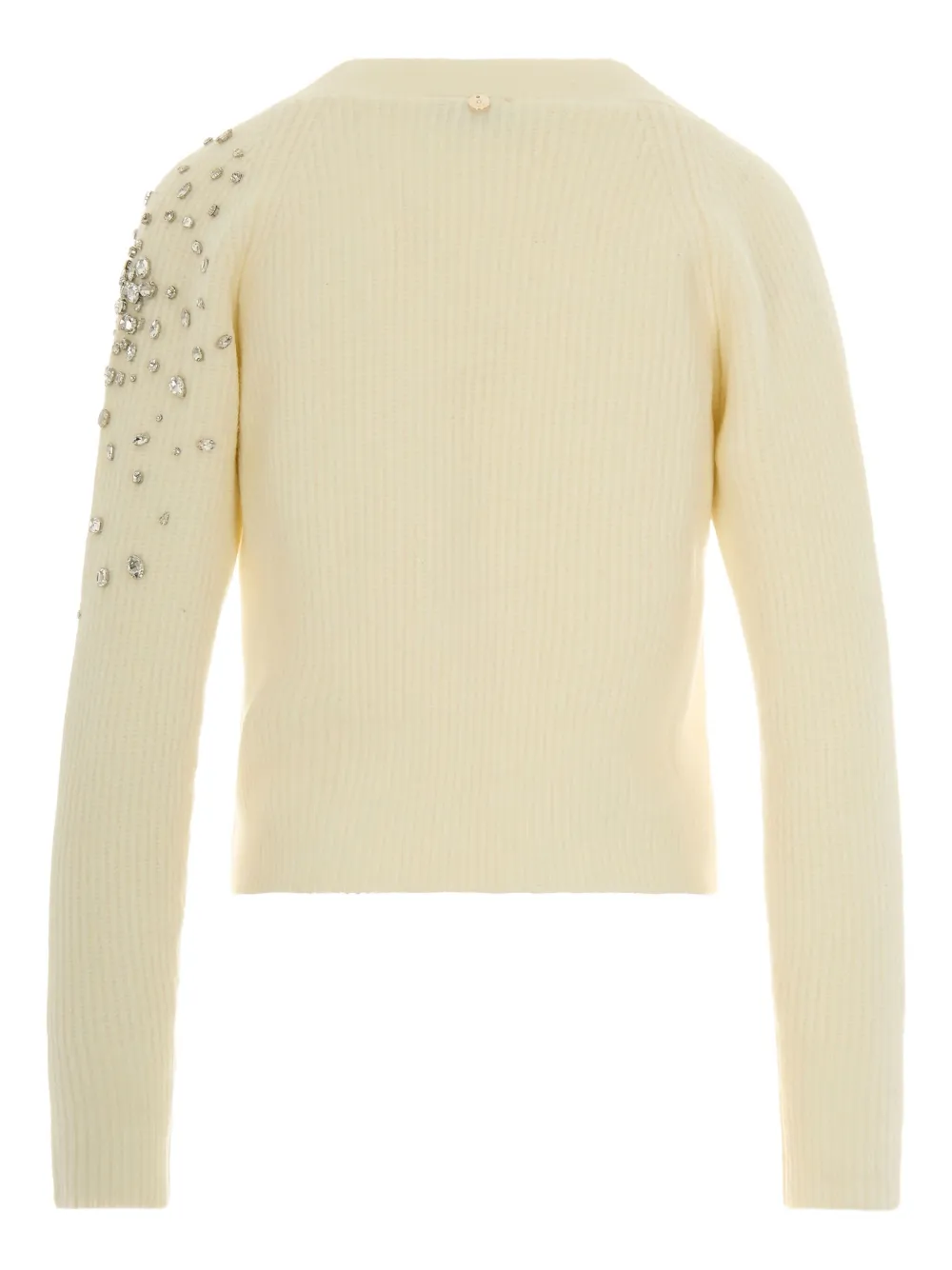 LIU JO crystal-embellished ribbed cardigan Beige
