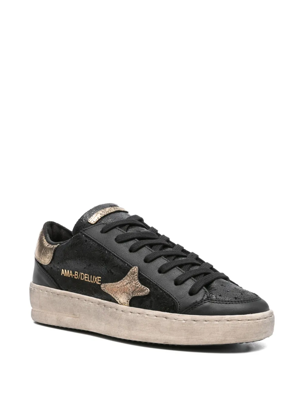 Ama Brand leather star sneakers - Zwart