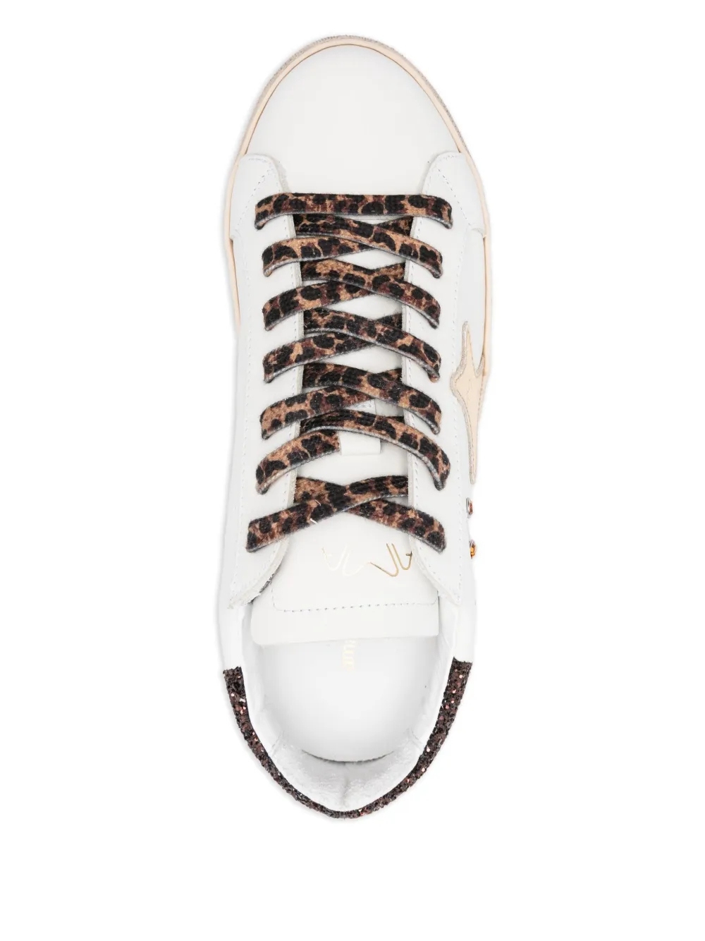 Ama Brand Glitter-panel Sneakers In White