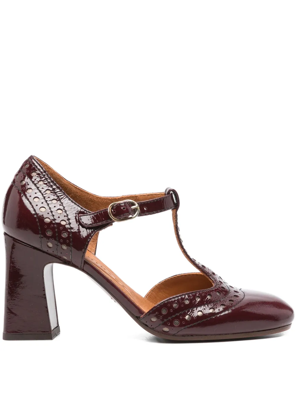 Chie Mihara 80mm Mante T-bar perforated pumps Red