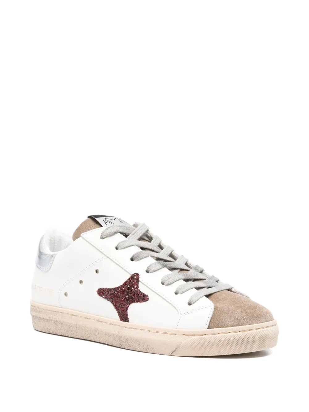 Ama Brand glitter-star suede sneakers - Wit