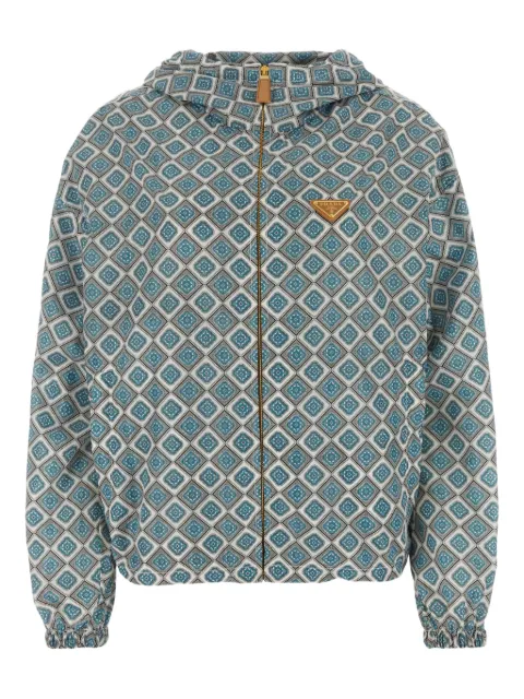 Prada geometric-print hooded jacket