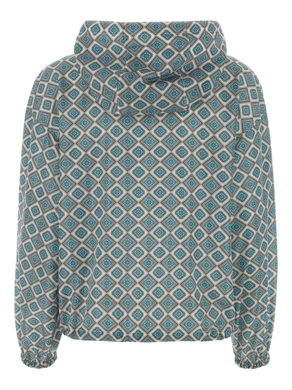 Prada geometric-print hooded jacket Blauw