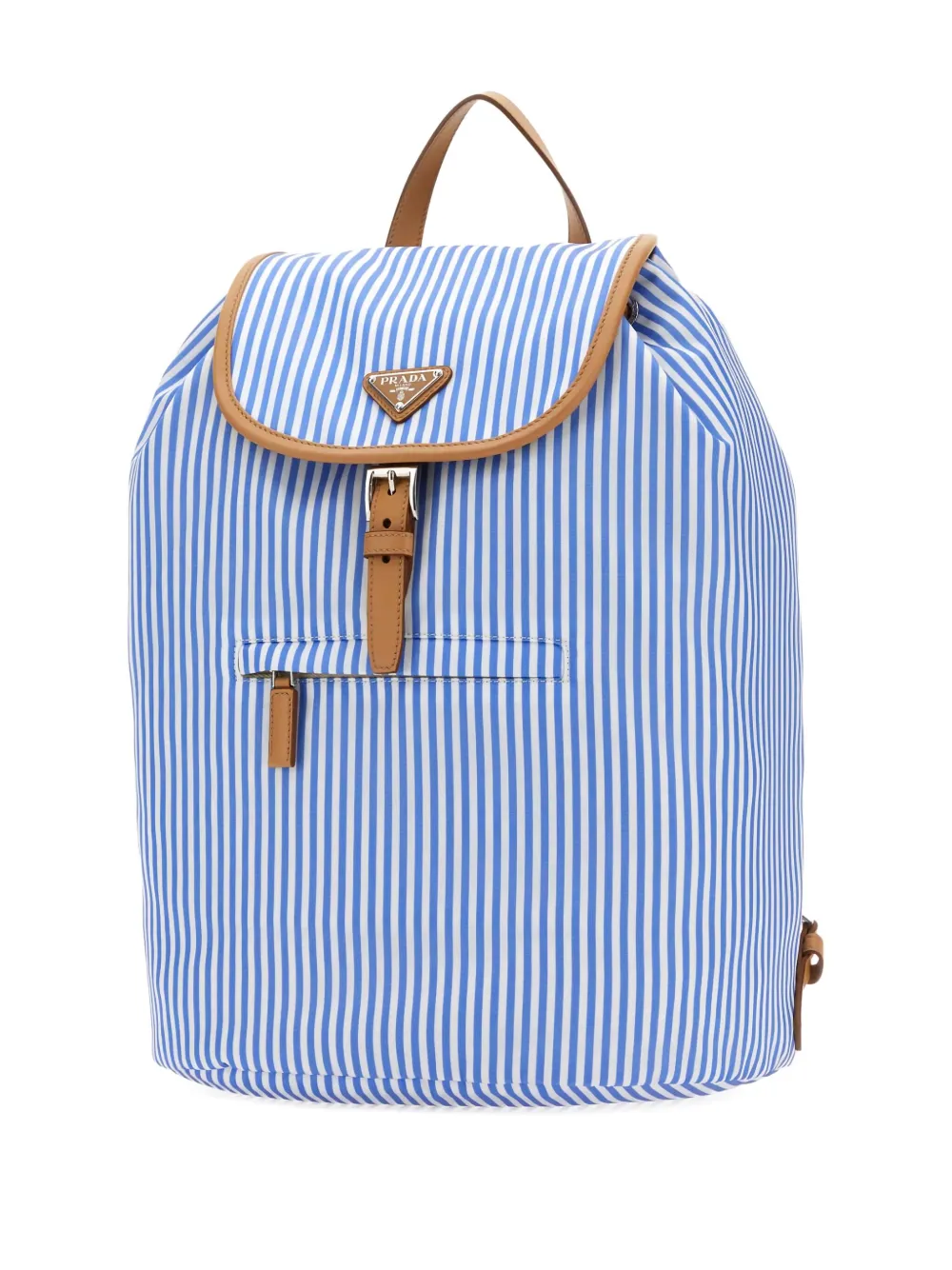 Prada striped-pattern leather-trimmed backpack Blauw