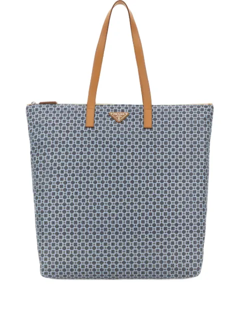 Prada large geometric-pattern tote bag