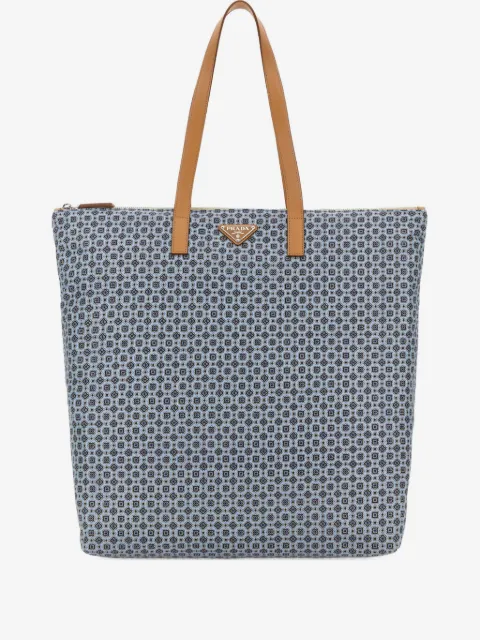 Prada large geometric-pattern tote bag