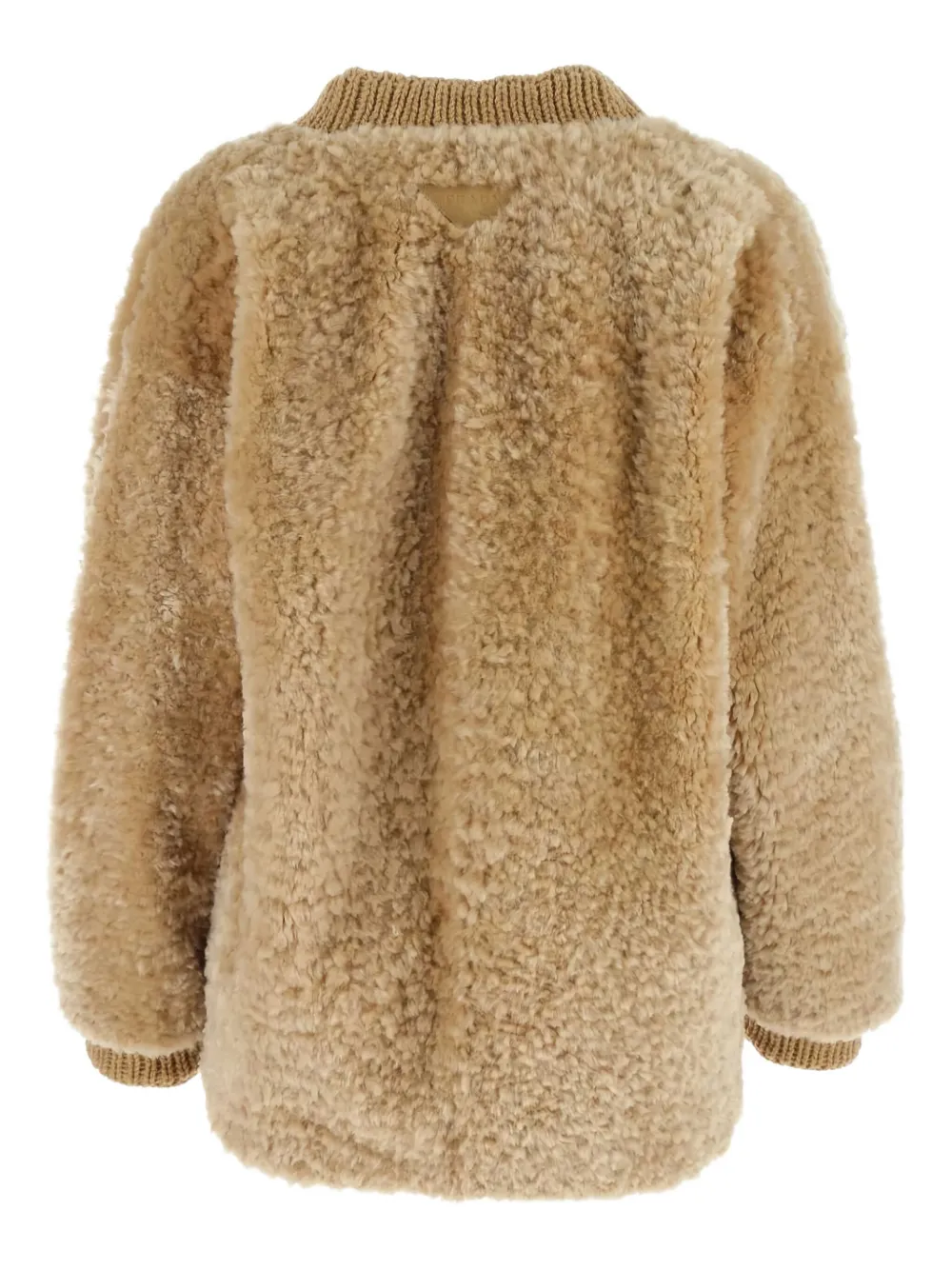 Prada wool-blend shearling cardigan Beige