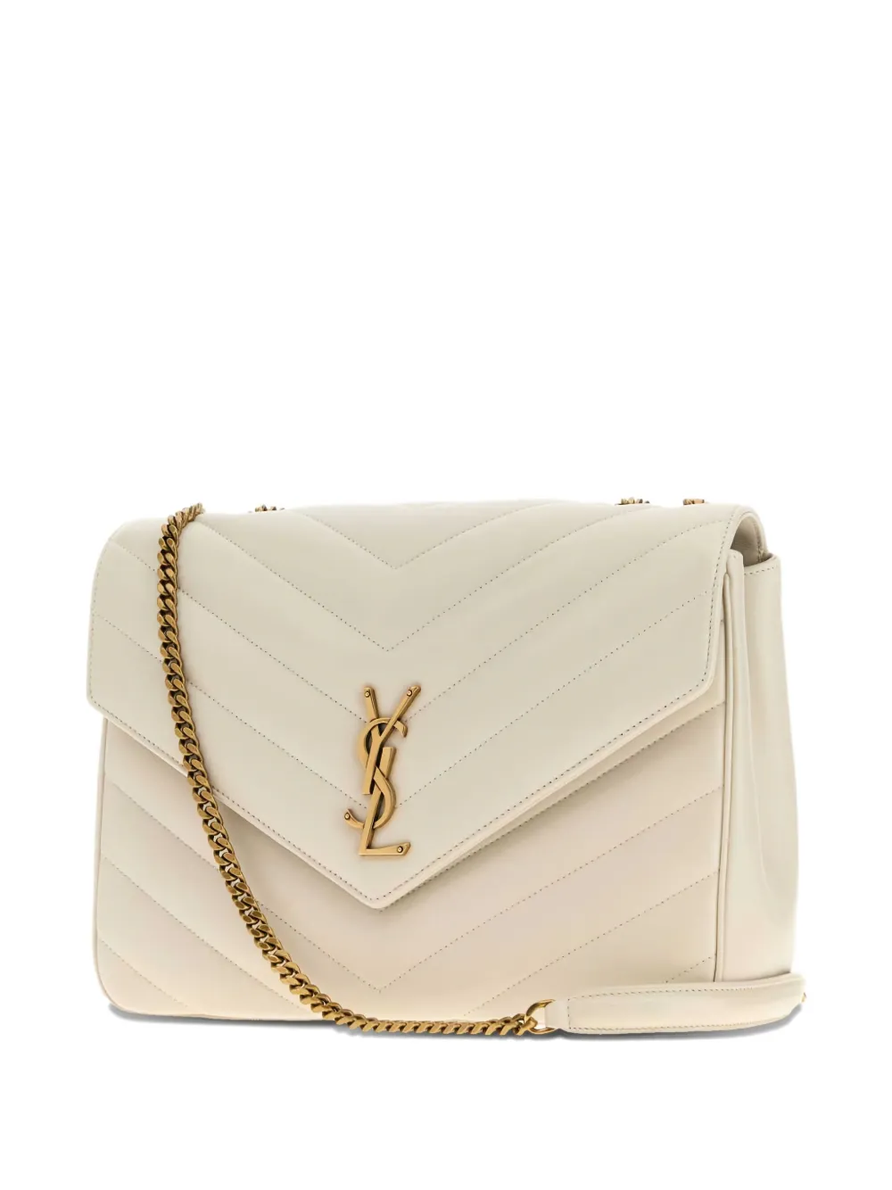  Saint Laurent Chevron-quilted Chain Bag - Neutrals 